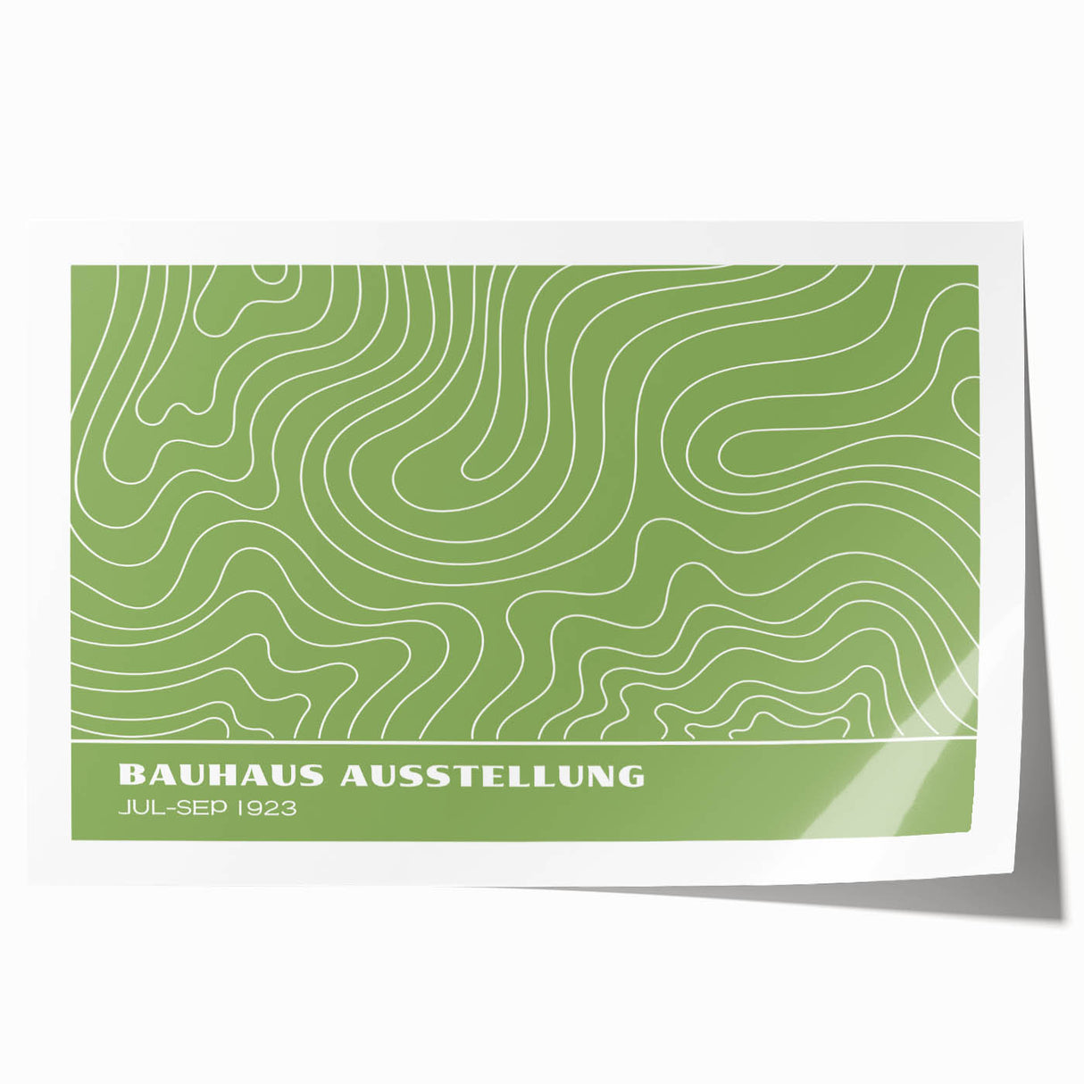 Bohemian Wall Art | Green & White Wavy Line Boho Canvas Print