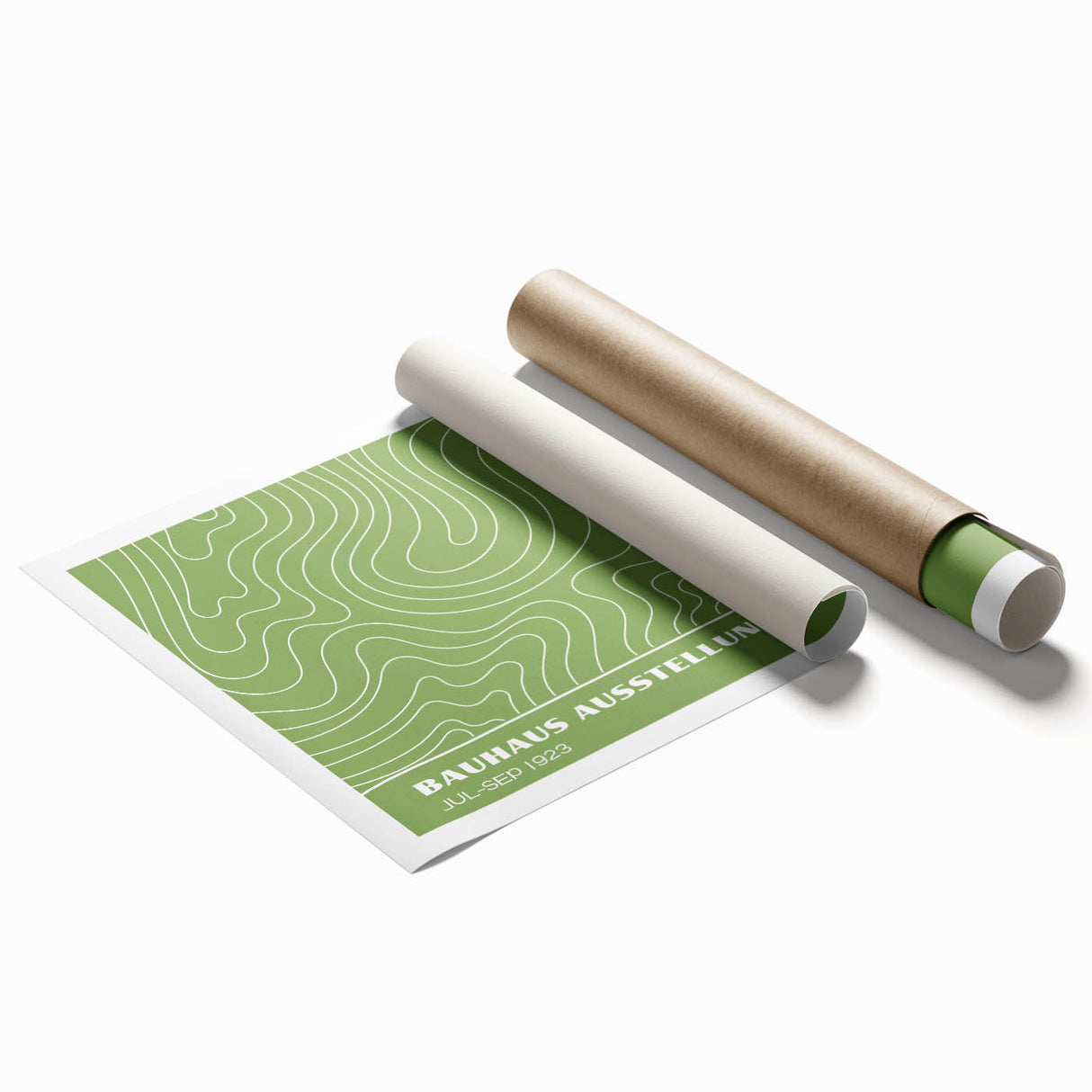 Bohemian Wall Art | Green & White Wavy Line Boho Canvas Print