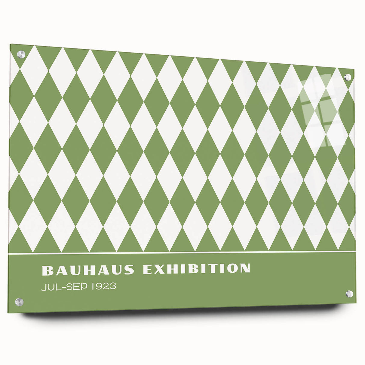Bohemian Wall Art | Green & White Harlequin Boho Canvas Print