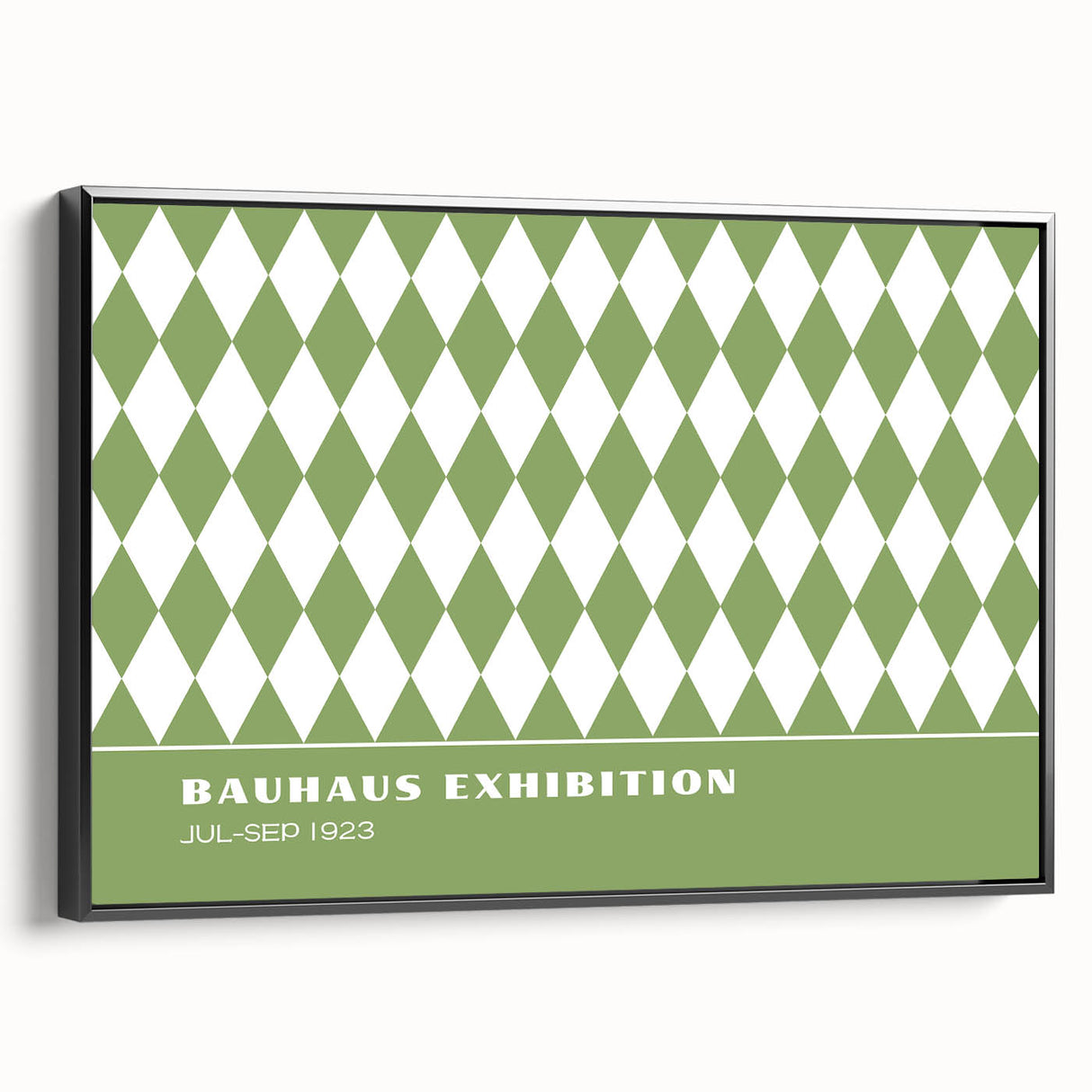Bohemian Wall Art | Green & White Harlequin Boho Canvas Print