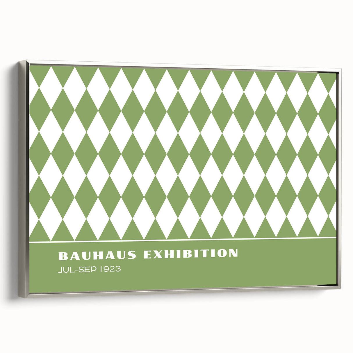 Bohemian Wall Art | Green & White Harlequin Boho Canvas Print