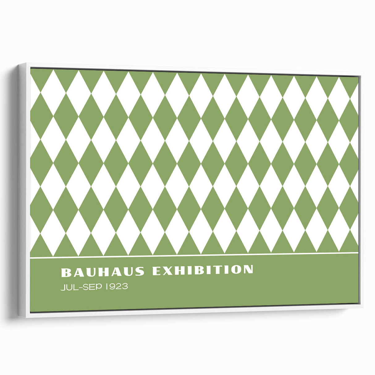 Bohemian Wall Art | Green & White Harlequin Boho Canvas Print