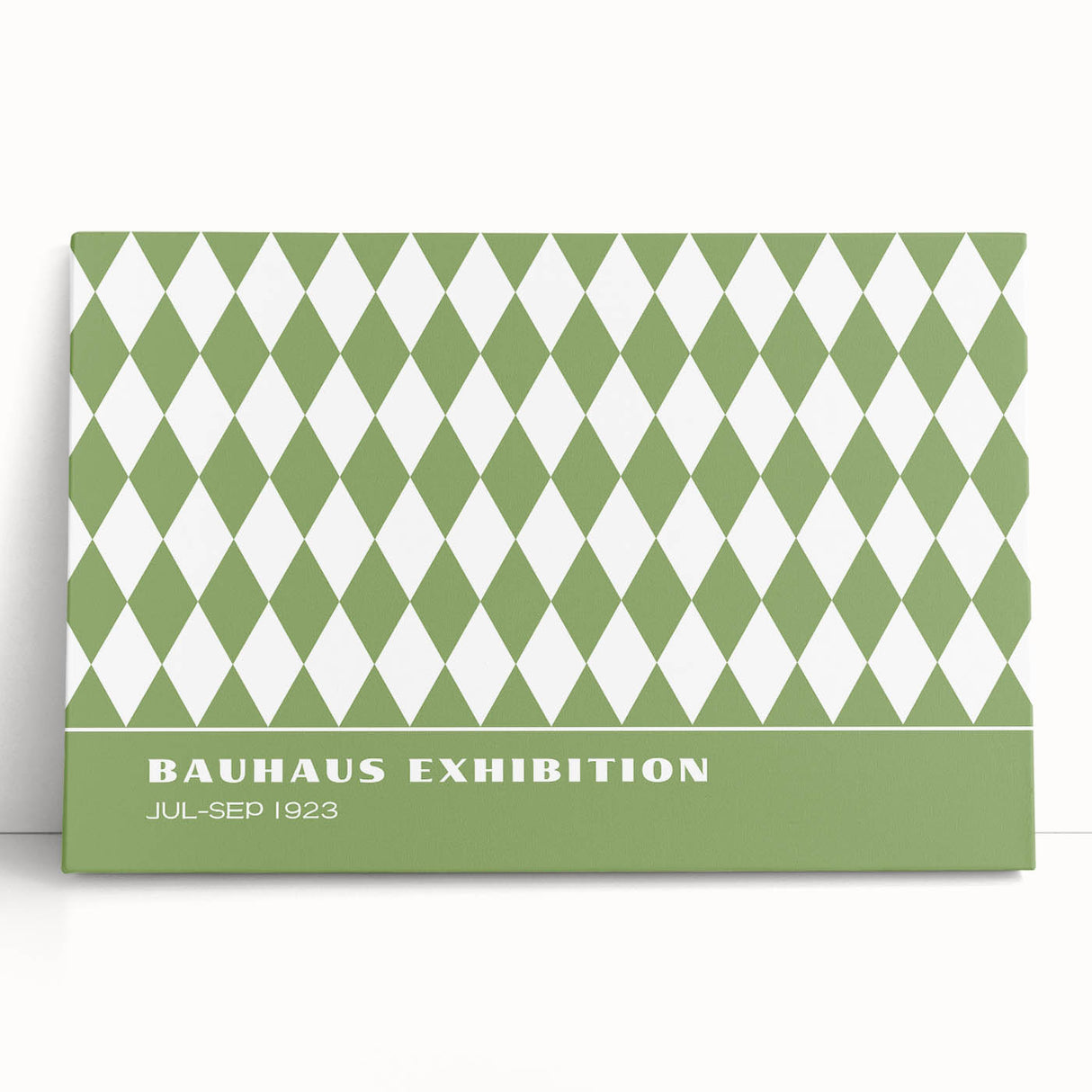 Bohemian Wall Art | Green & White Harlequin Boho Canvas Print