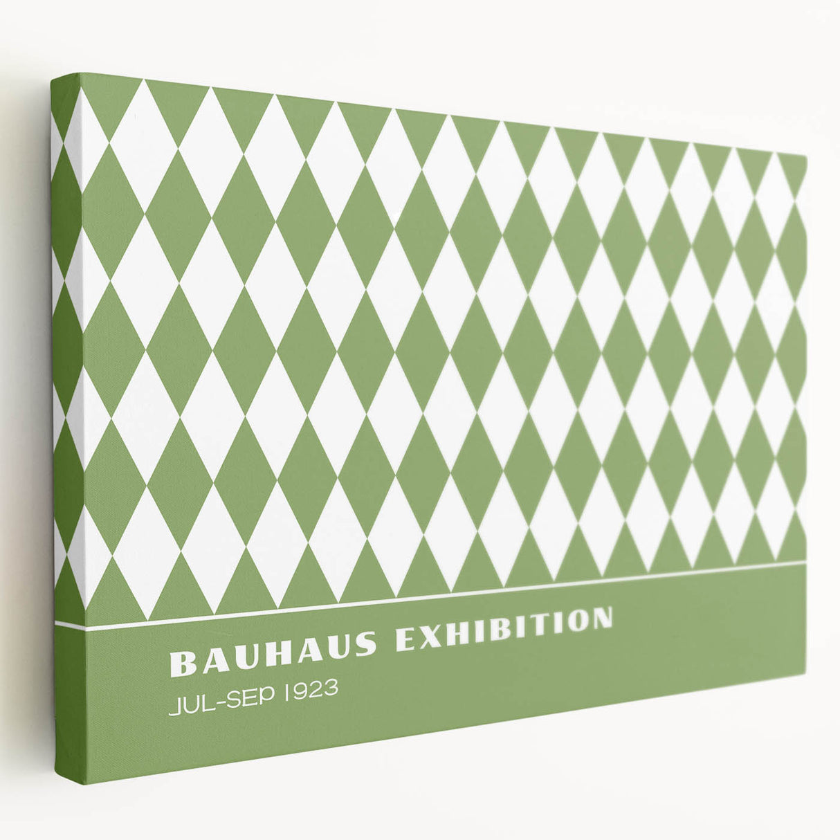 Bohemian Wall Art | Green & White Harlequin Boho Canvas Print