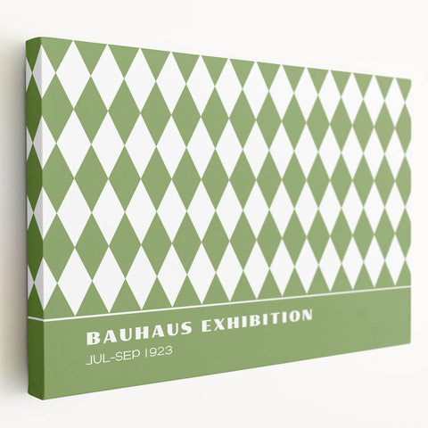 Bohemian Wall Art | Green & White Harlequin Boho Canvas Print