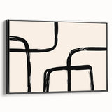 Artistic Bohemian Style Canvas - Abstract Black and Beige Boho Wall Art