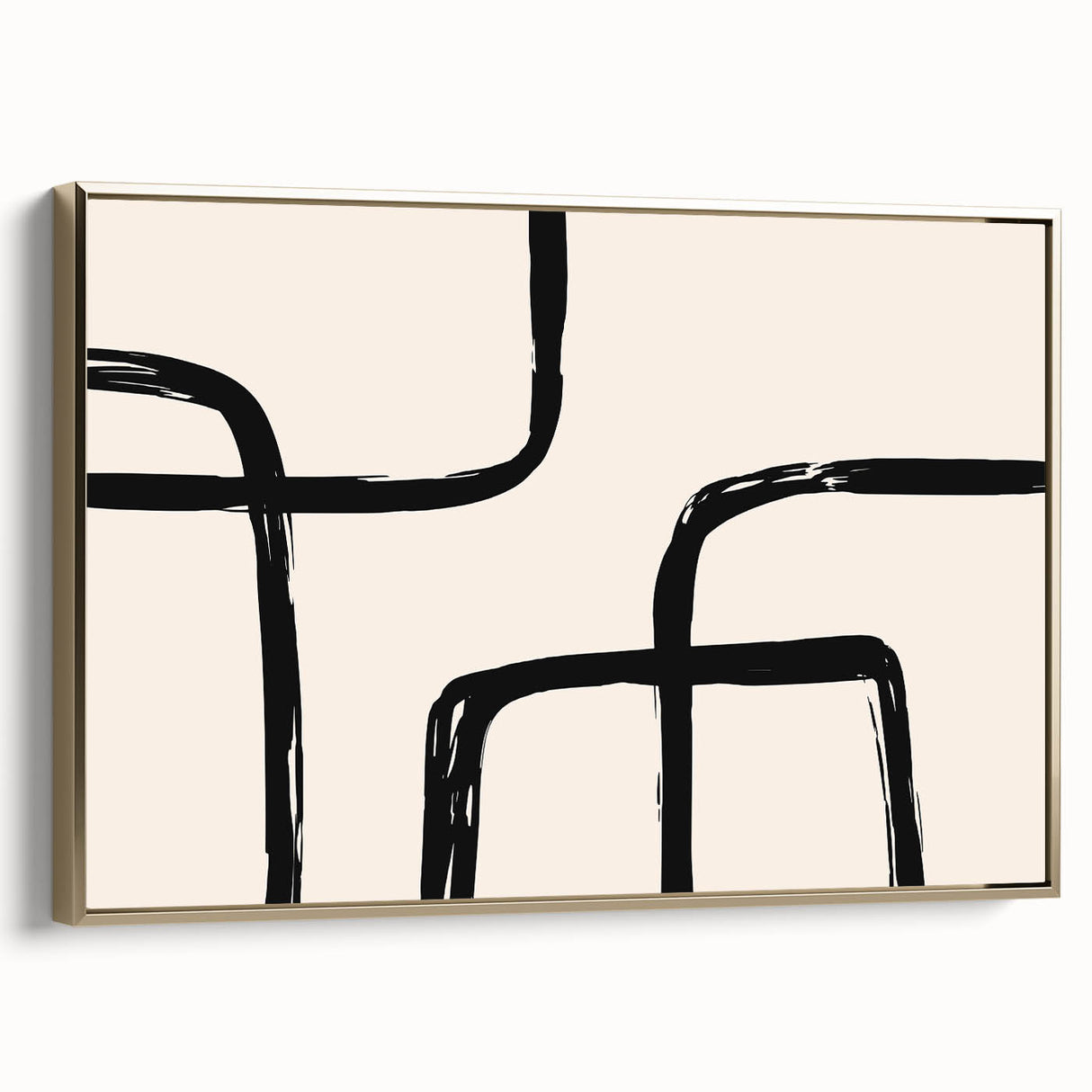 Artistic Bohemian Style Canvas - Abstract Black and Beige Boho Wall Art