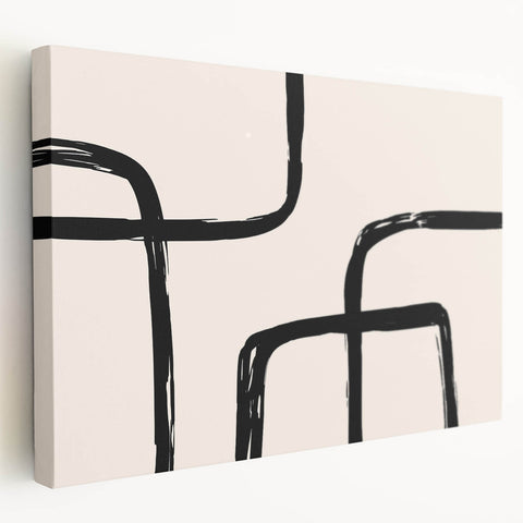 Artistic Bohemian Style Canvas - Abstract Black and Beige Boho Wall Art