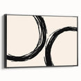 Boho Decor Canvas - Abstract Black Circles on Beige Bohemian Wall Art