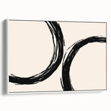Boho Decor Canvas - Abstract Black Circles on Beige Bohemian Wall Art
