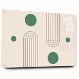 Bohemian Wall Art - Modern Geometric Boho Decor with Green Accents