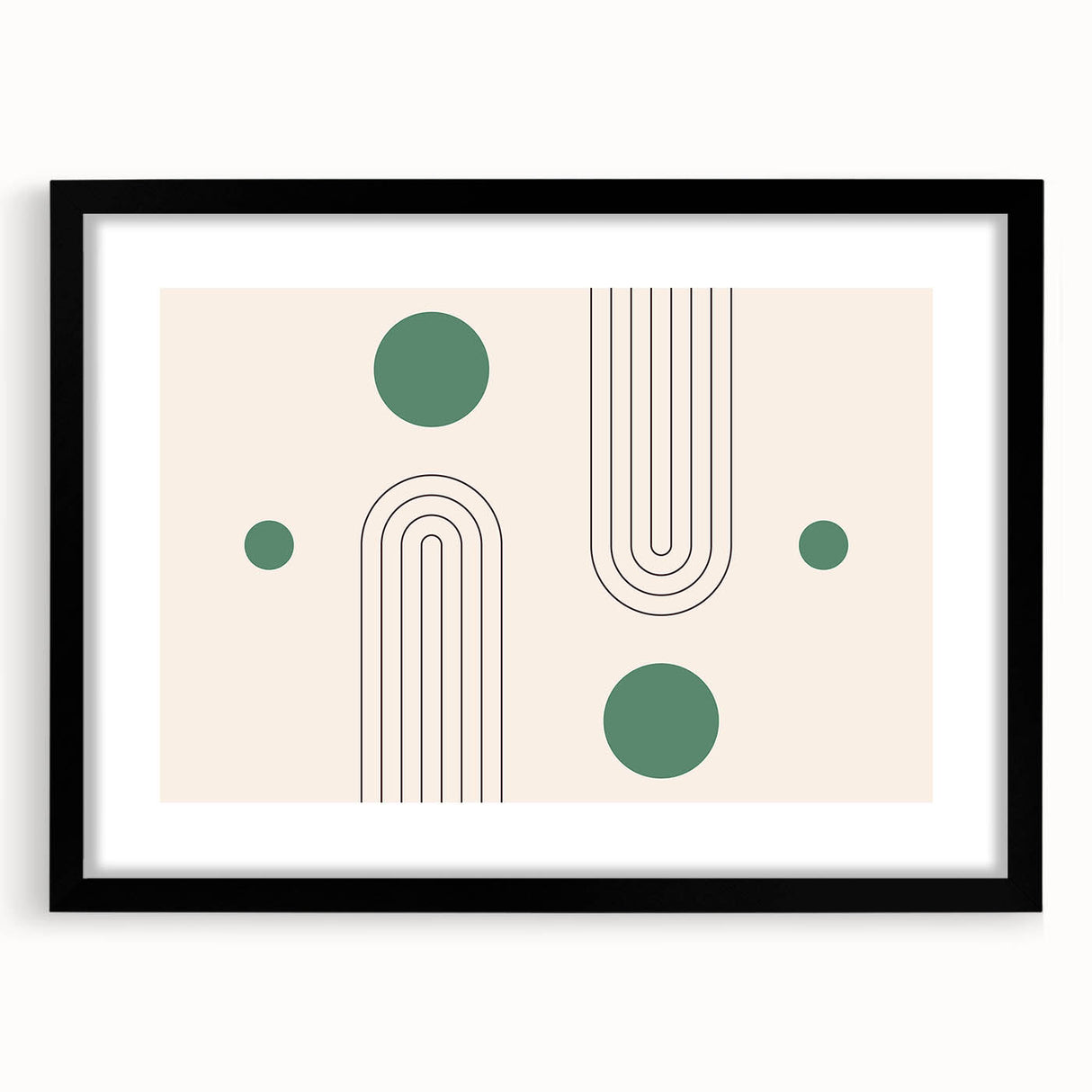 Bohemian Wall Art - Modern Geometric Boho Decor with Green Accents