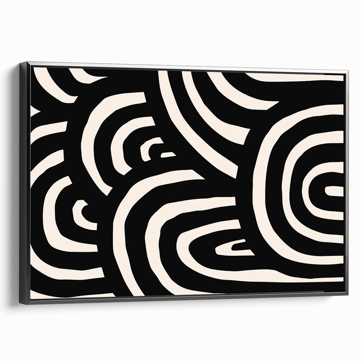 Boho Decor Canvas - Bold Black and White Abstract Bohemian Wall Art
