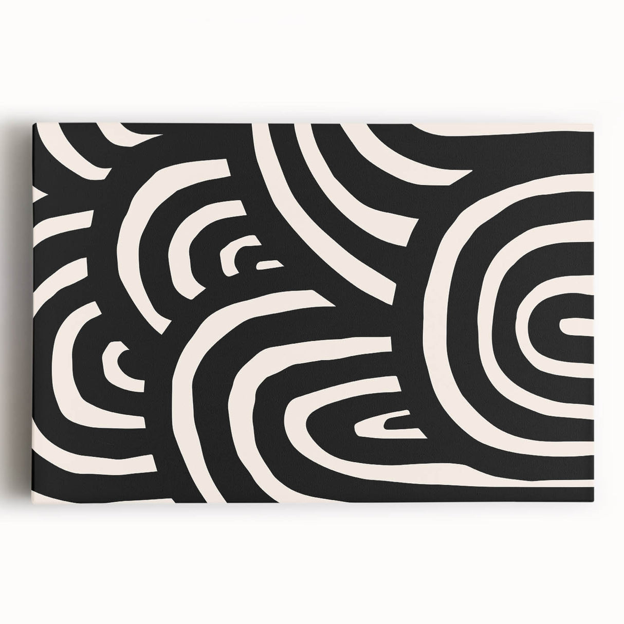 Boho Decor Canvas - Bold Black and White Abstract Bohemian Wall Art