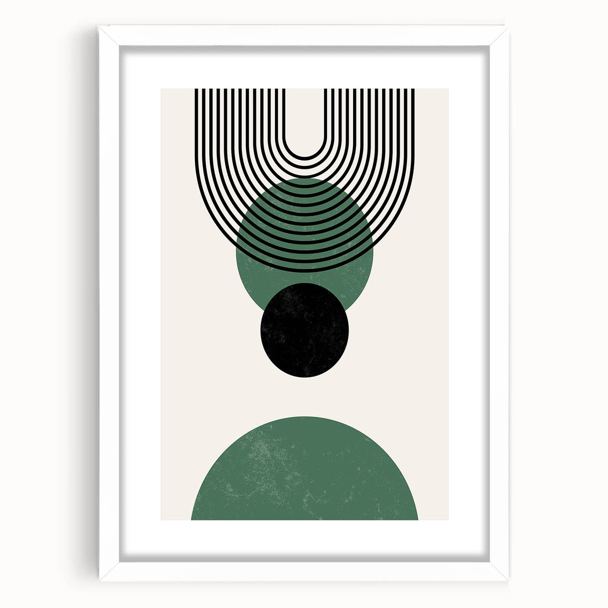 Bohemian Wall Art | Minimalist Green Geometric Circles Print | Boho Decor