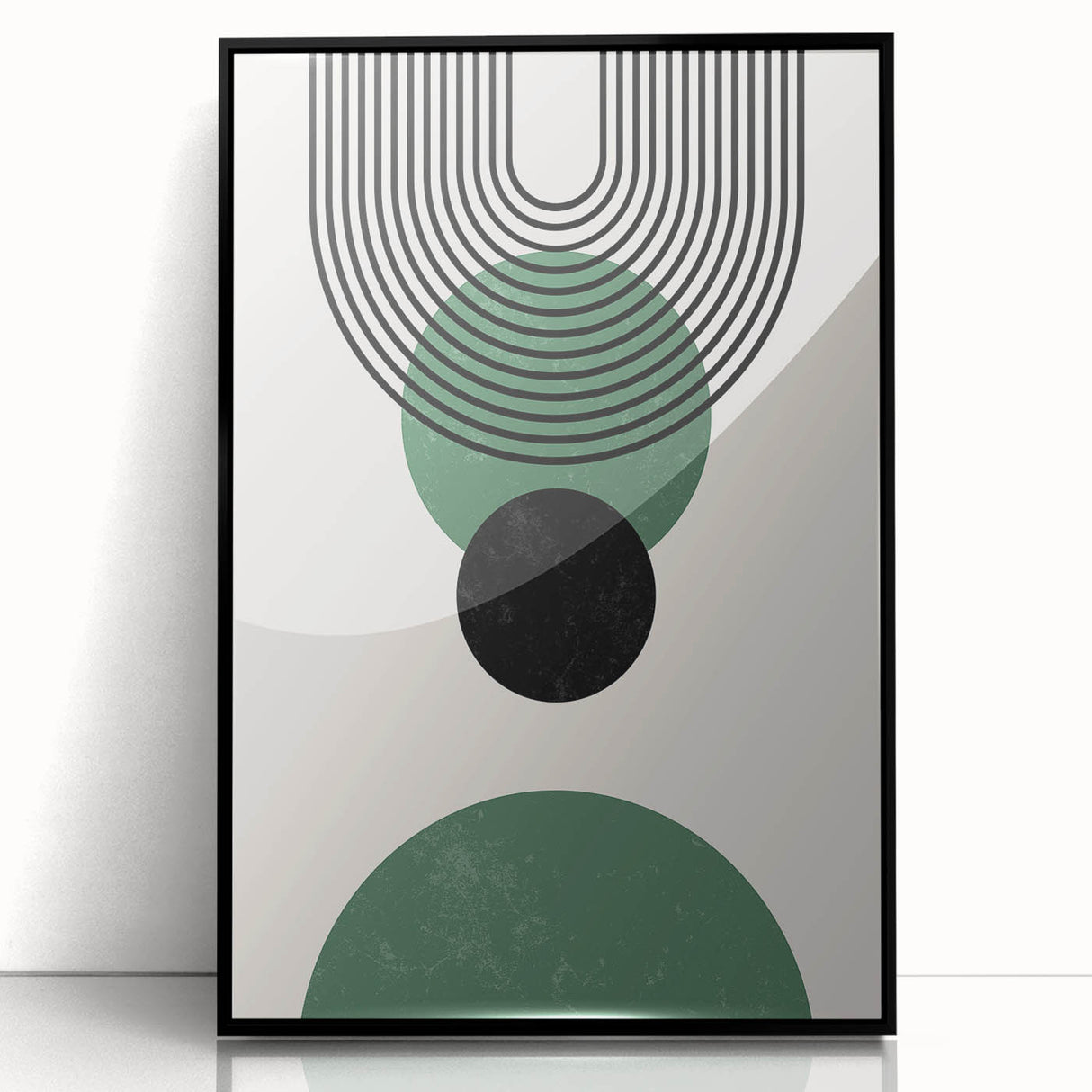 Bohemian Wall Art | Minimalist Green Geometric Circles Print | Boho Decor