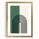 Bohemian Wall Art | Minimalist Green Arched Lines Print | Boho Decor