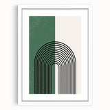 Bohemian Wall Art | Minimalist Green Arched Lines Print | Boho Decor