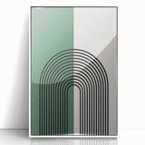 Bohemian Wall Art | Minimalist Green Arched Lines Print | Boho Decor