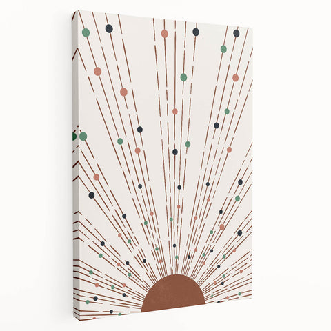 Bohemian Wall Art | Earthy Sunburst Abstract Design | Boho Decor