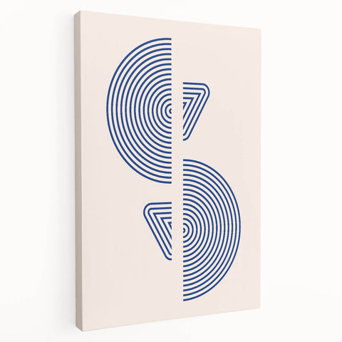 Geometric Bohemian Wall Art | Blue Concentric Circles | Modern Boho Print