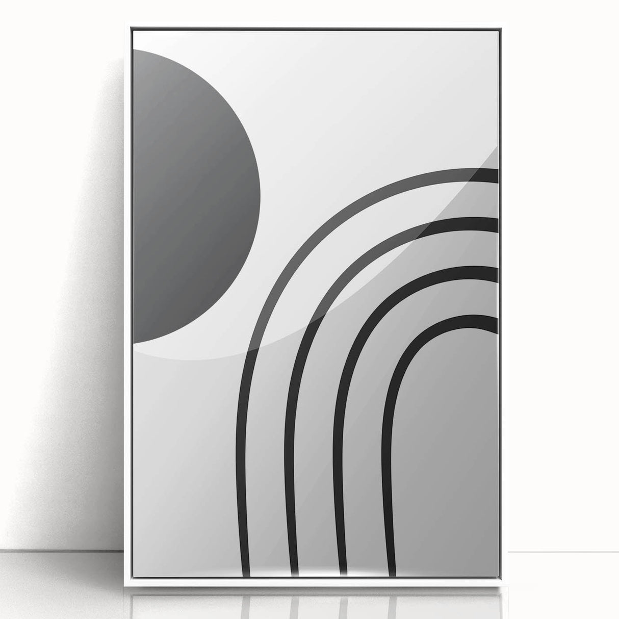 Minimalist Boho Wall Art | Black and White Abstract Canvas | Modern Decor