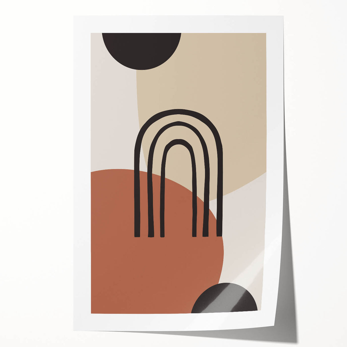 Boho Geometric Wall Art | Bold Neutral Canvas | Abstract Arch Design