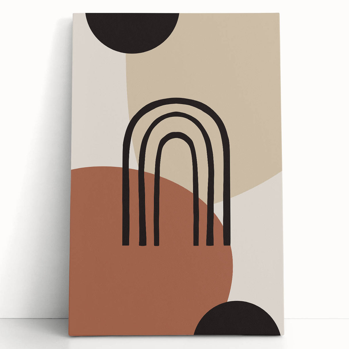 Boho Geometric Wall Art | Bold Neutral Canvas | Abstract Arch Design