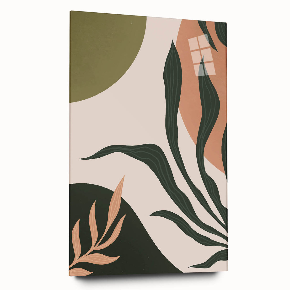 Boho Nature Wall Art | Green & Earth Tone Botanical Abstract Canvas