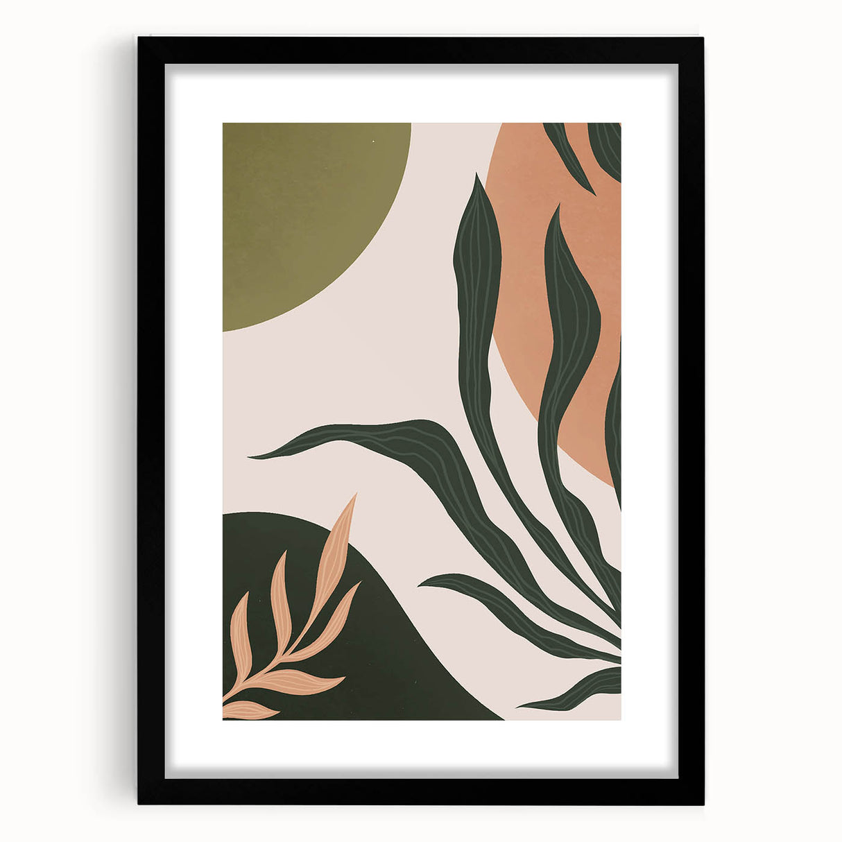 Boho Nature Wall Art | Green & Earth Tone Botanical Abstract Canvas