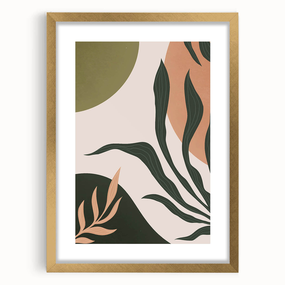 Boho Nature Wall Art | Green & Earth Tone Botanical Abstract Canvas