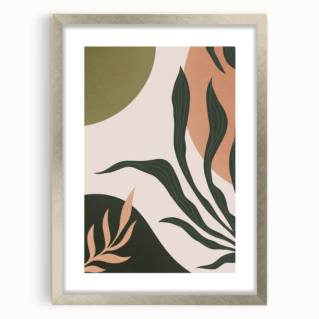 Boho Nature Wall Art | Green & Earth Tone Botanical Abstract Canvas