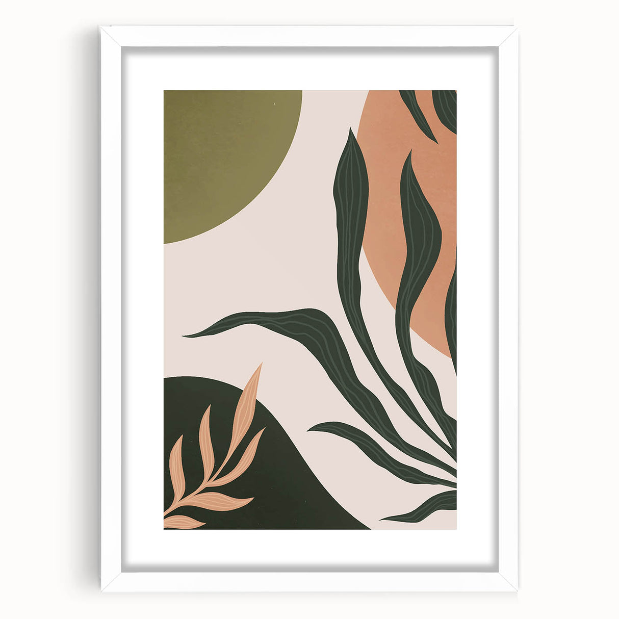 Boho Nature Wall Art | Green & Earth Tone Botanical Abstract Canvas