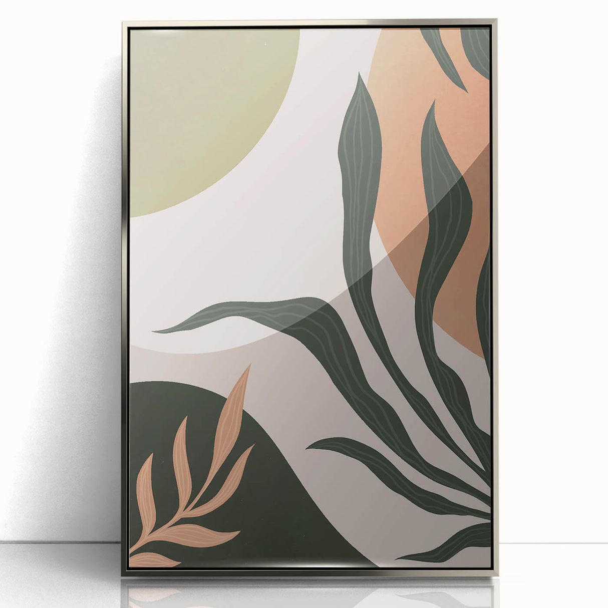 Boho Nature Wall Art | Green & Earth Tone Botanical Abstract Canvas