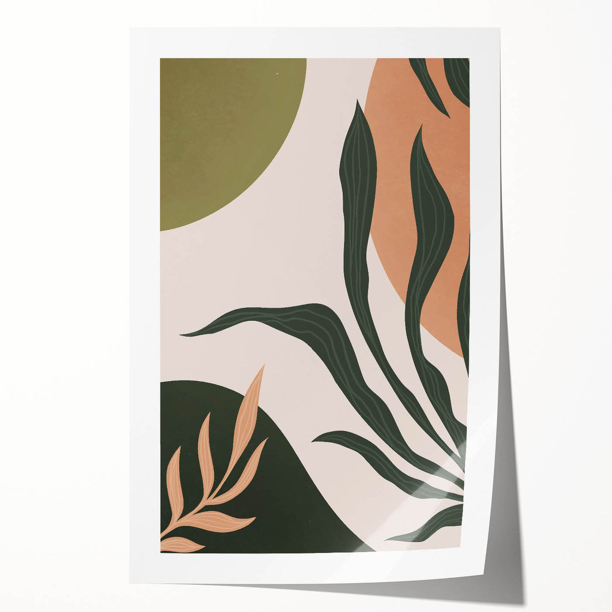 Boho Nature Wall Art | Green & Earth Tone Botanical Abstract Canvas