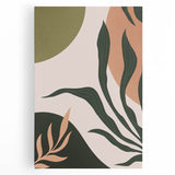 Boho Nature Wall Art | Green & Earth Tone Botanical Abstract Canvas