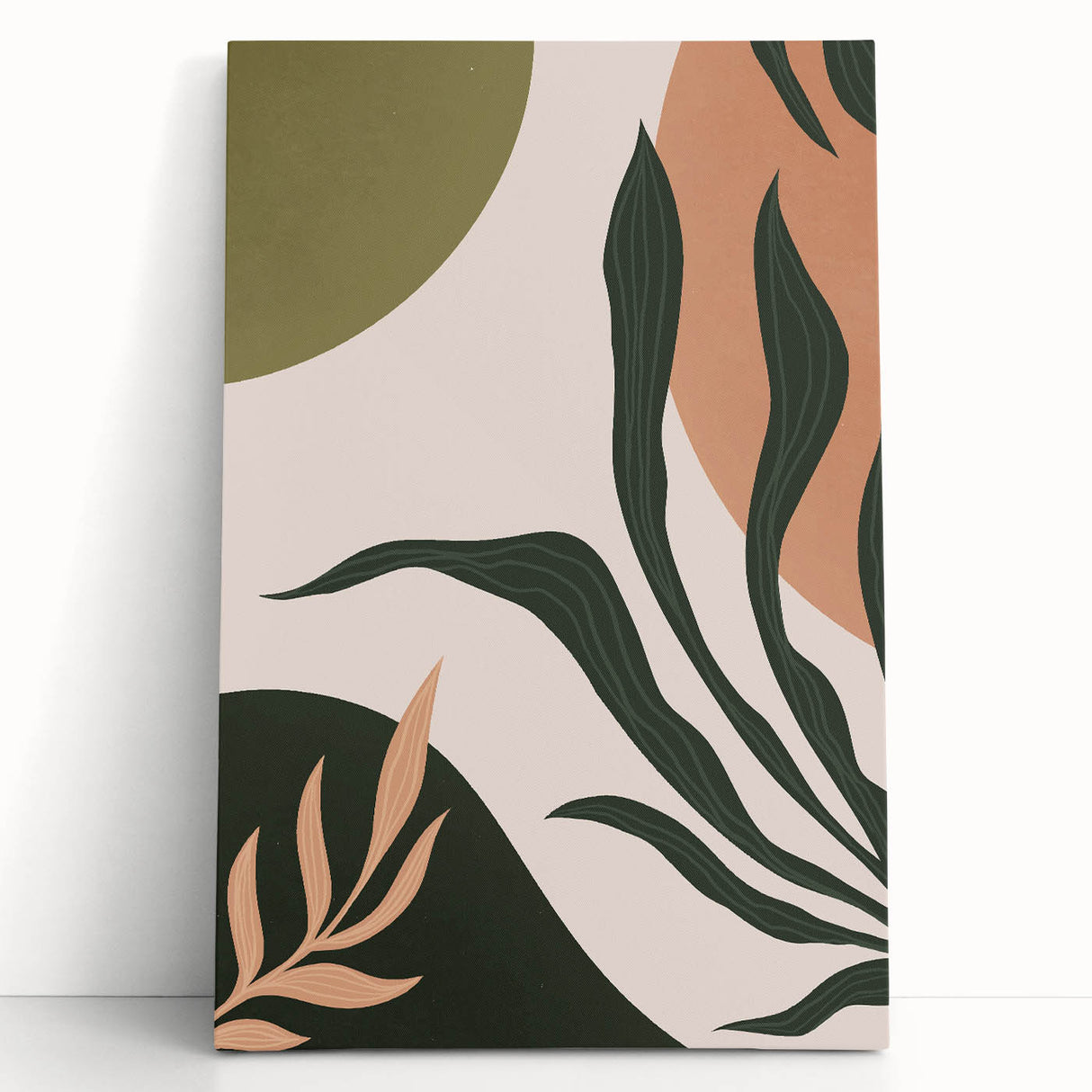 Boho Nature Wall Art | Green & Earth Tone Botanical Abstract Canvas