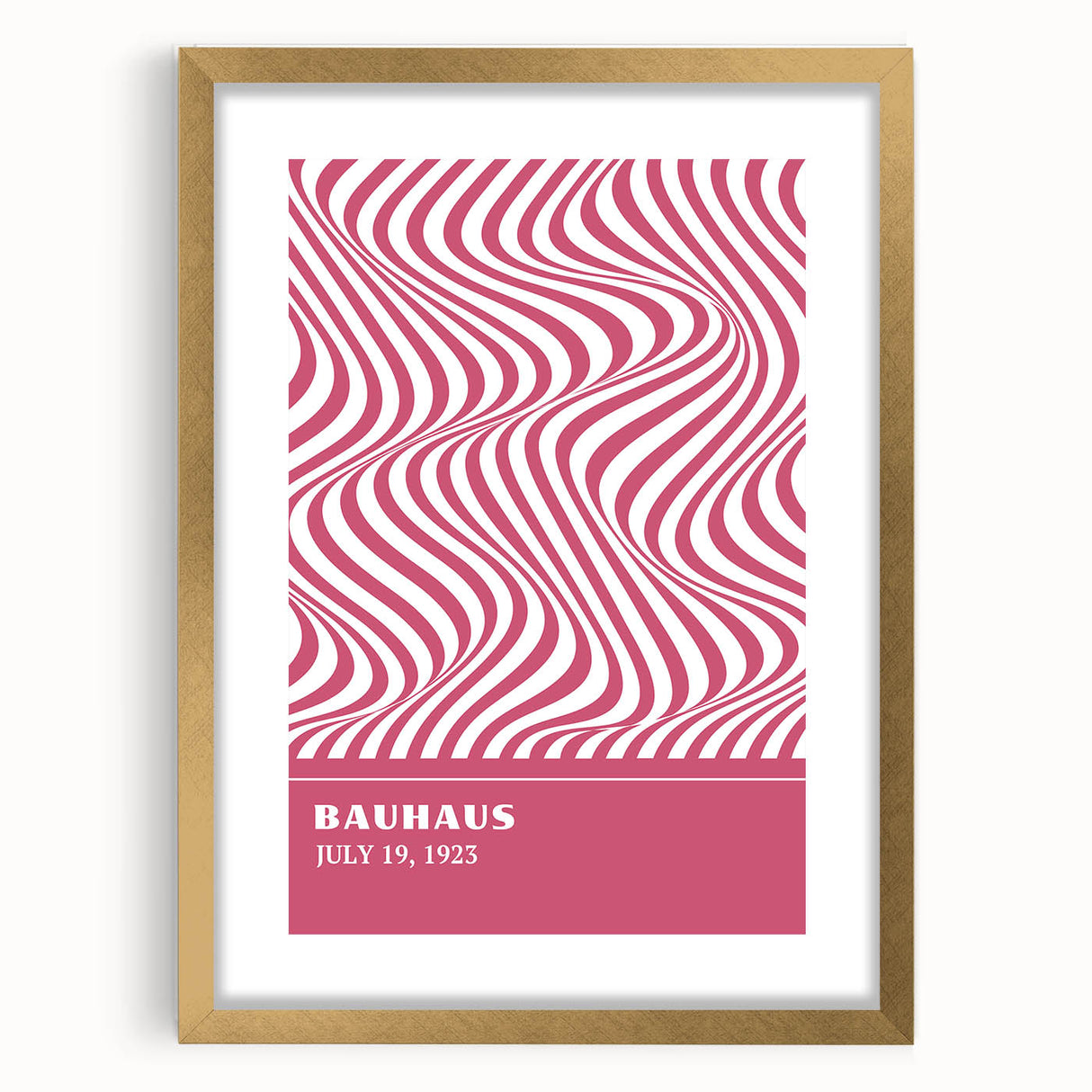 Bohemian Wall Art | Bauhaus 1923 Pink Wave Optical Boho Chic Print