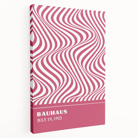Bohemian Wall Art | Bauhaus 1923 Pink Wave Optical Boho Chic Print