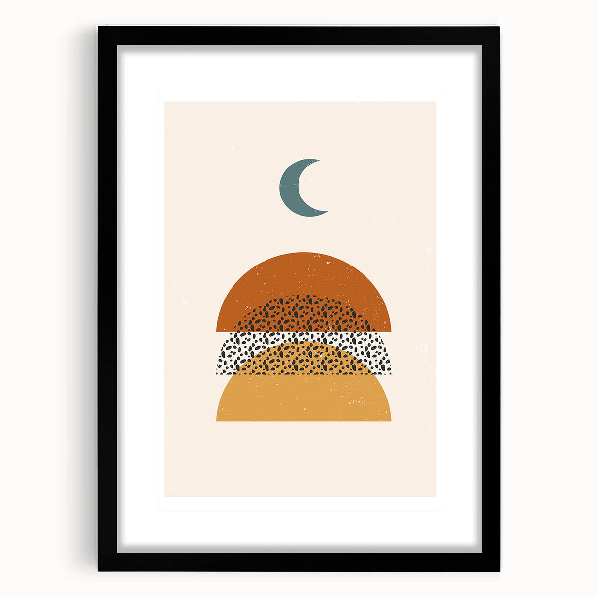 Bohemian Abstract Wall Art – Eclectic Moon and Earthy Tones Canvas Print