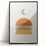 Bohemian Abstract Wall Art – Eclectic Moon and Earthy Tones Canvas Print