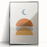 Bohemian Abstract Wall Art – Eclectic Moon and Earthy Tones Canvas Print