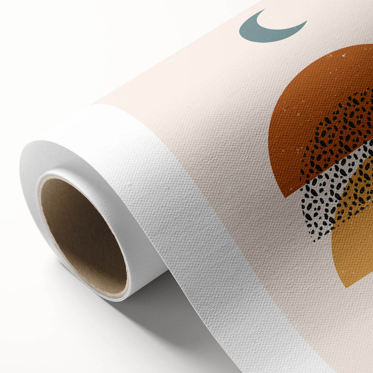 Bohemian Abstract Wall Art – Eclectic Moon and Earthy Tones Canvas Print