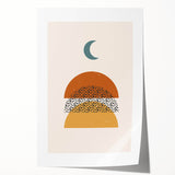 Bohemian Abstract Wall Art – Eclectic Moon and Earthy Tones Canvas Print