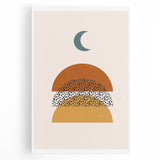 Bohemian Abstract Wall Art – Eclectic Moon and Earthy Tones Canvas Print