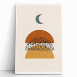 Bohemian Abstract Wall Art – Eclectic Moon and Earthy Tones Canvas Print