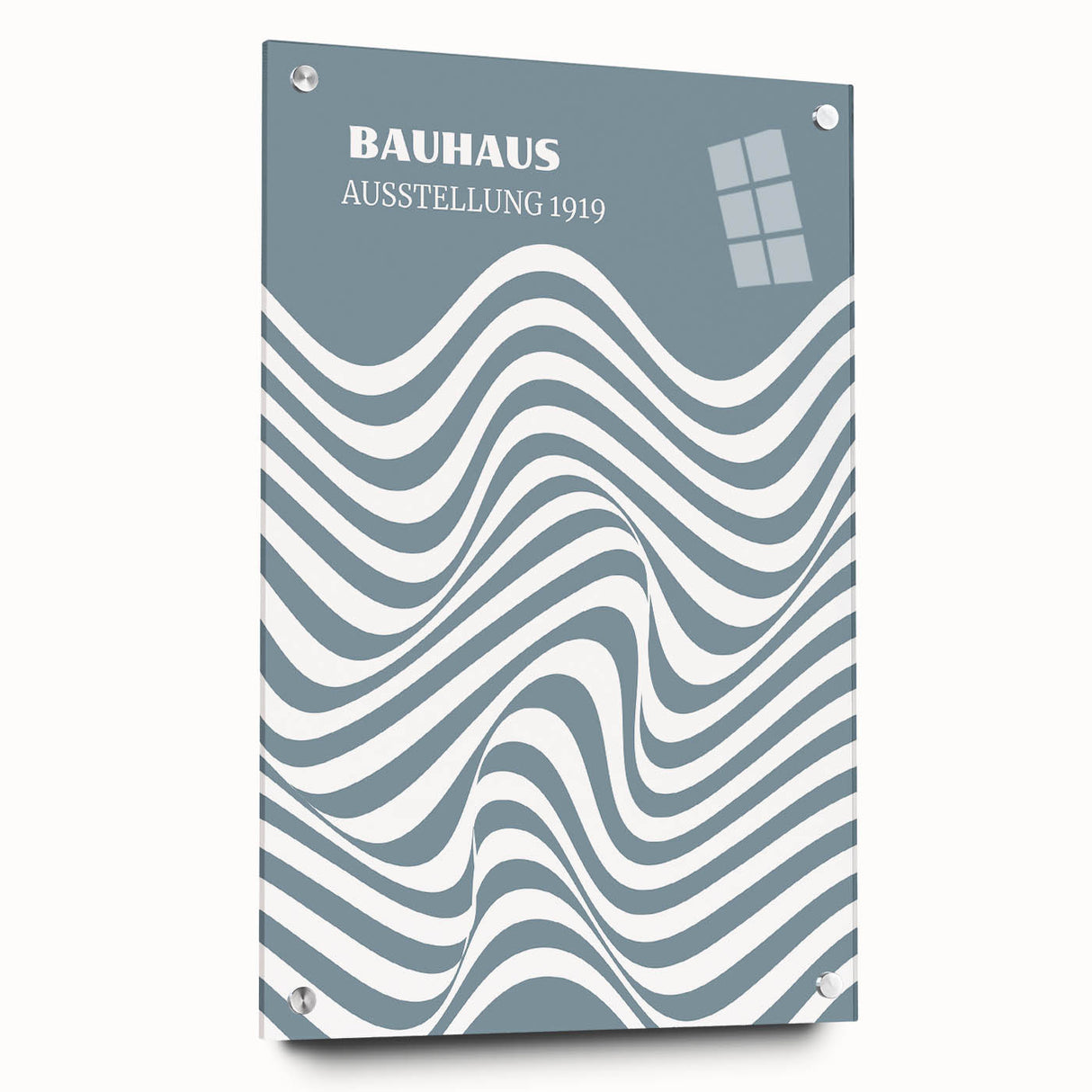 Bohemian Wall Art | Bauhaus 1919 Blue and White Wave Boho Chic Print