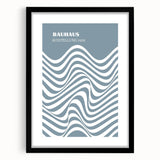 Bohemian Wall Art | Bauhaus 1919 Blue and White Wave Boho Chic Print