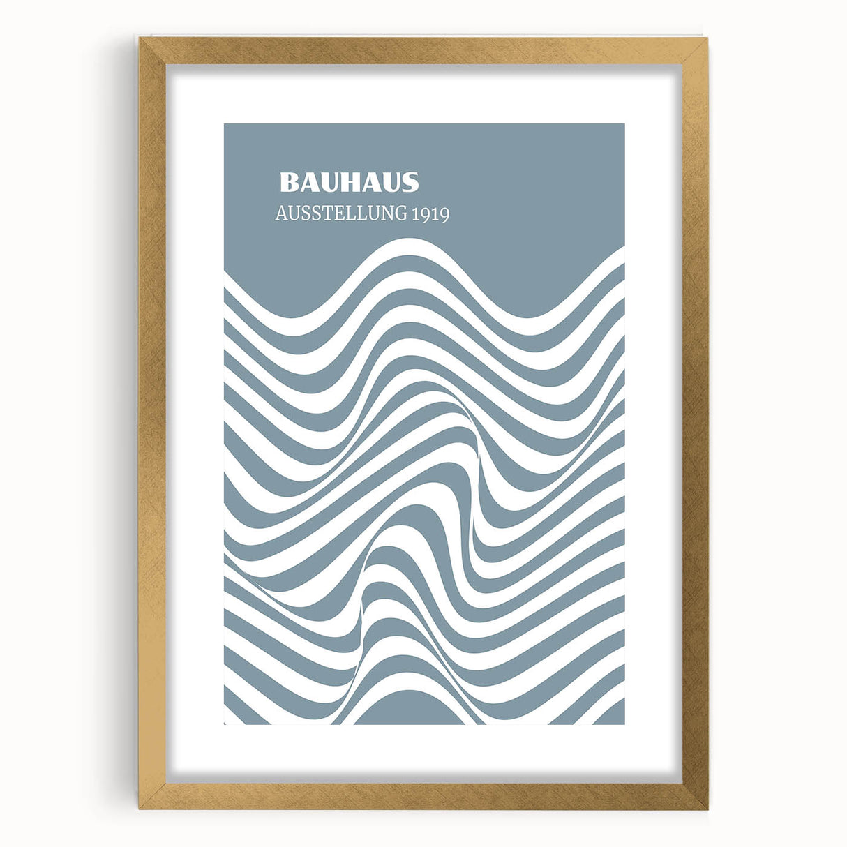 Bohemian Wall Art | Bauhaus 1919 Blue and White Wave Boho Chic Print