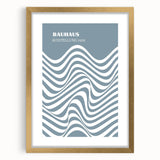 Bohemian Wall Art | Bauhaus 1919 Blue and White Wave Boho Chic Print